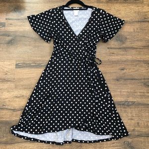 Caution To The Wind Polka Dot Wrap Dress
